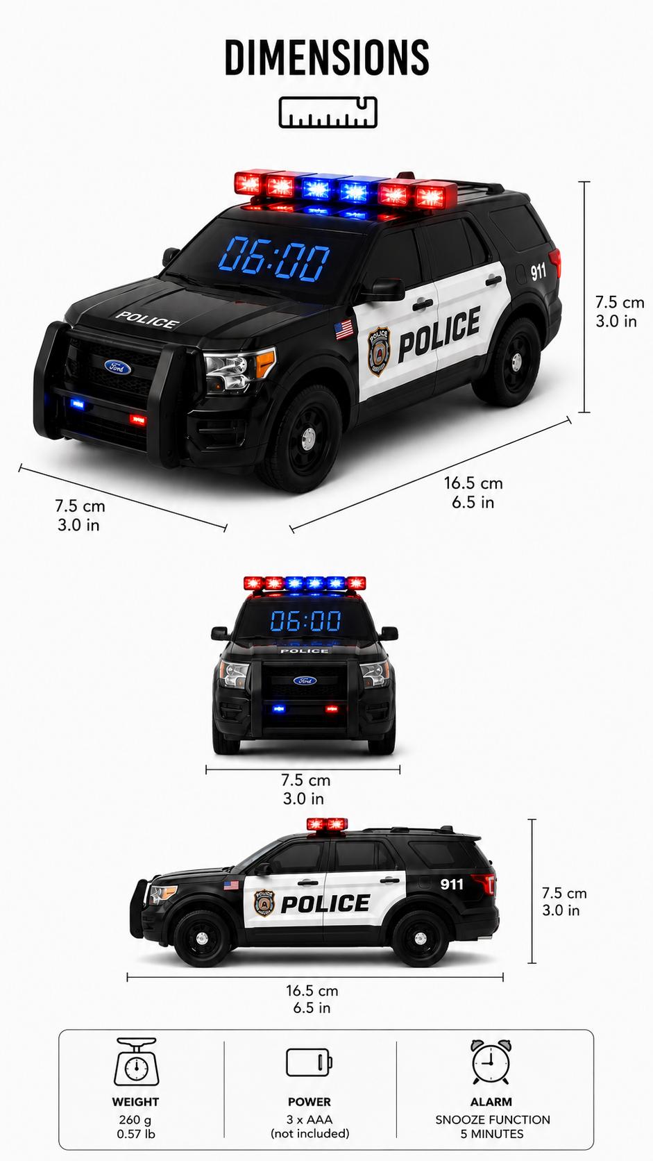 SirenAlarm Police Clock